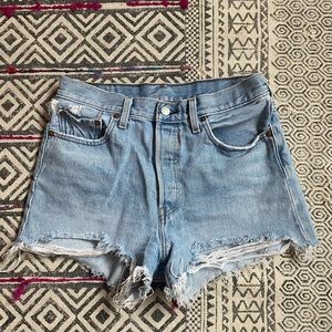 Levi distressed jean shorts